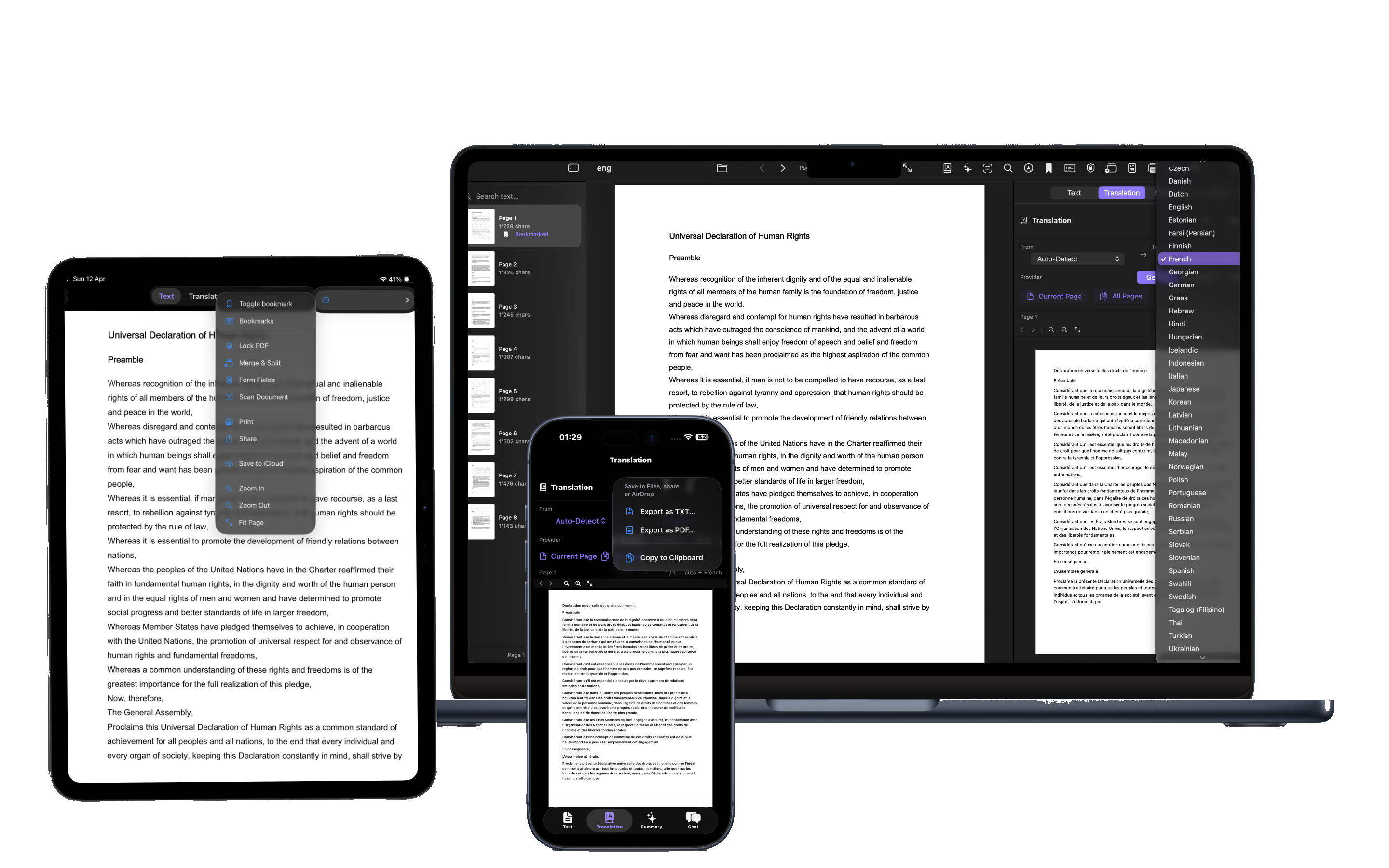 PDF AI Suite on MacBook, iPad and iPhone