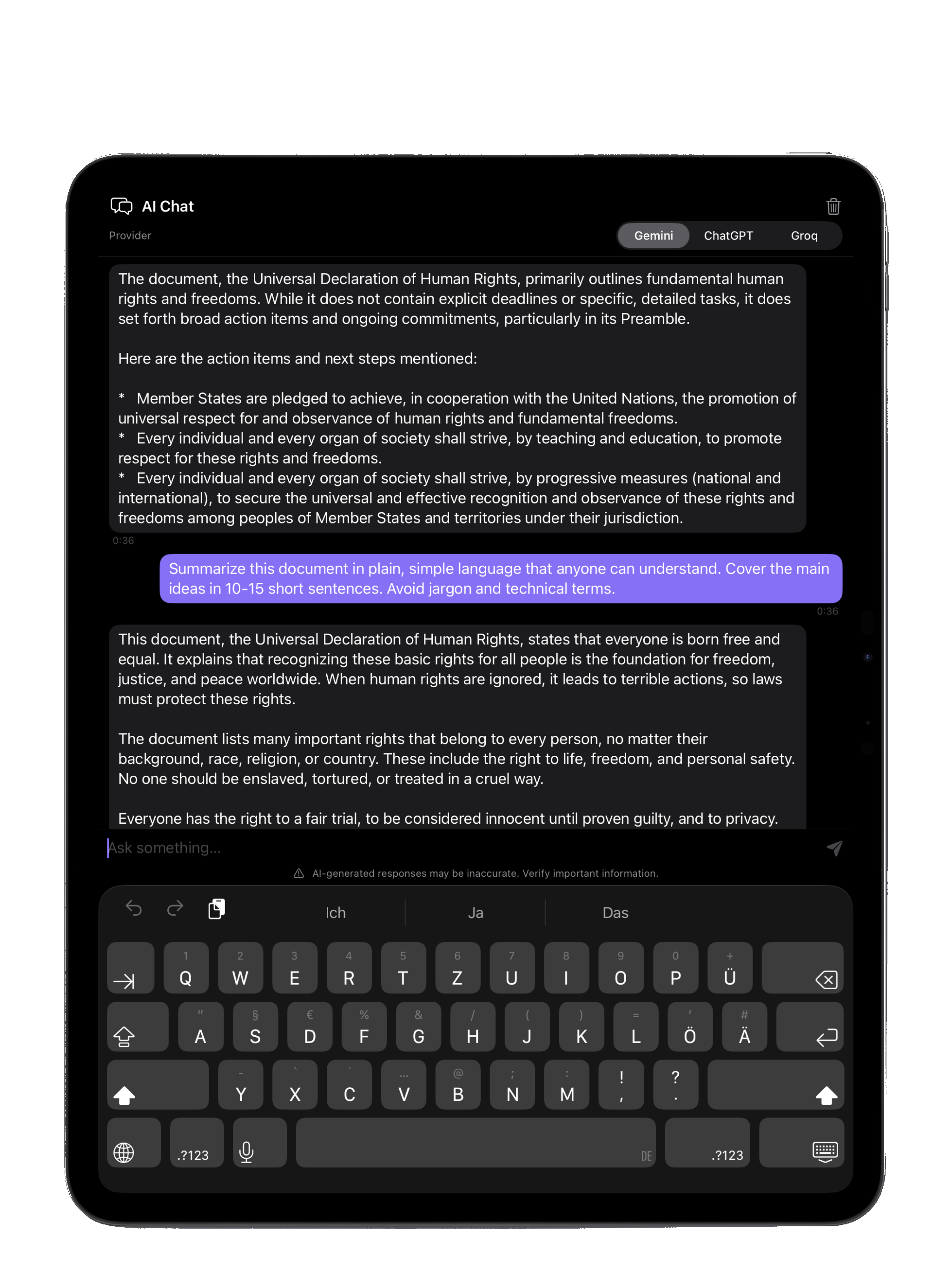 Chat with PDF on iPad