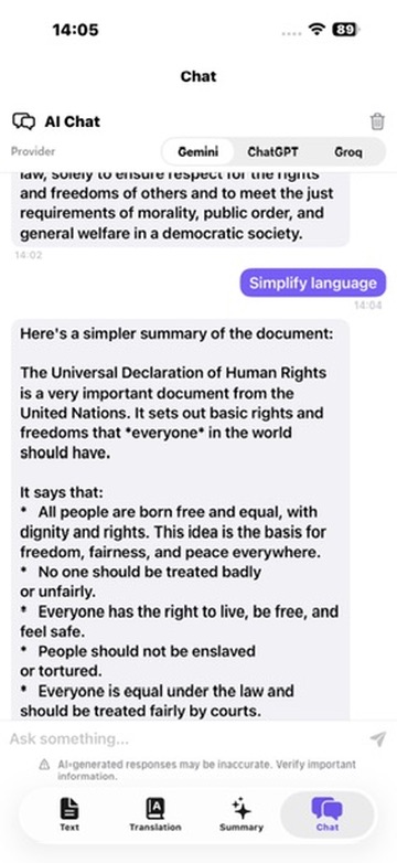 Chat with PDF on iPhone