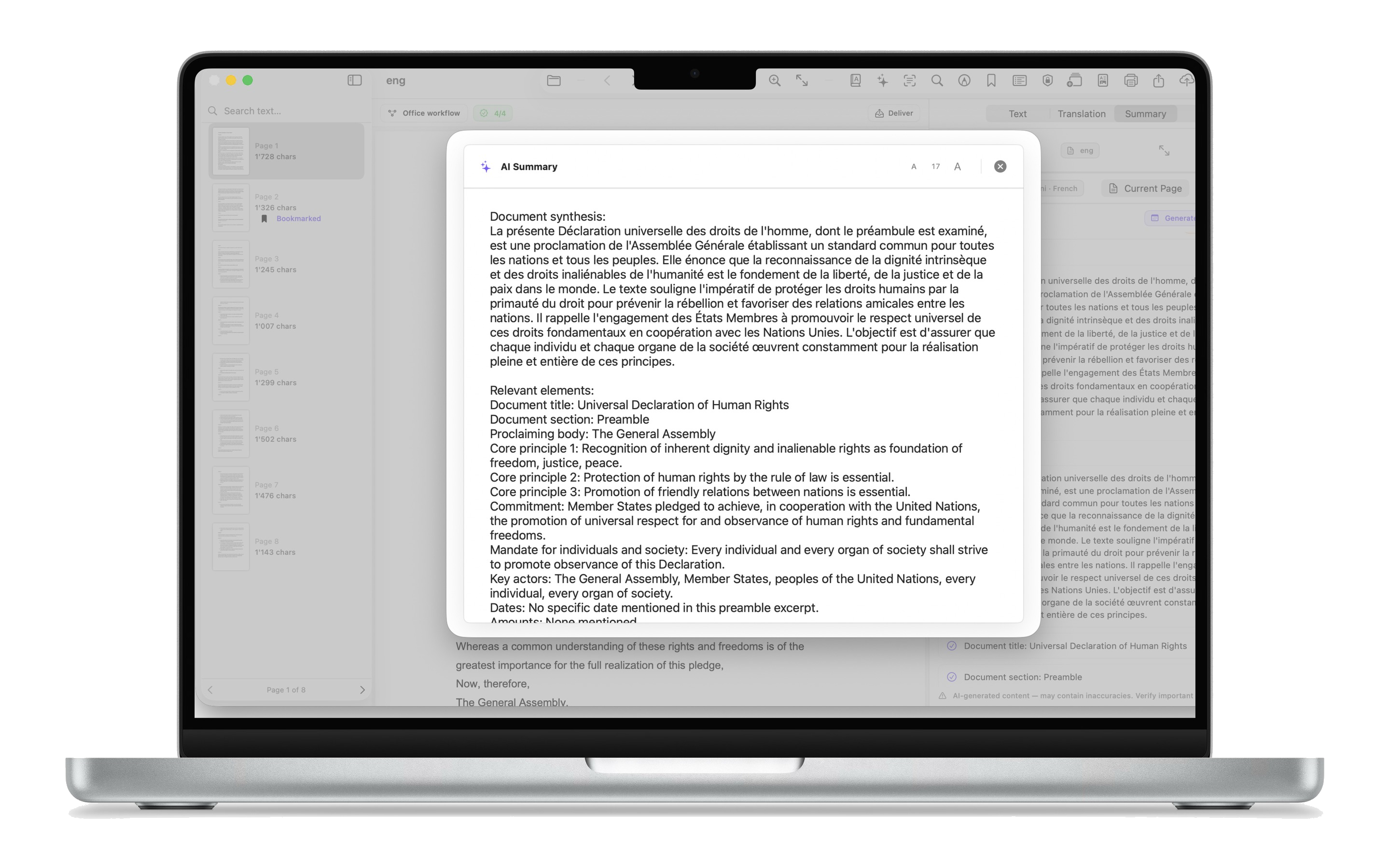 Structured office summary report on Mac
