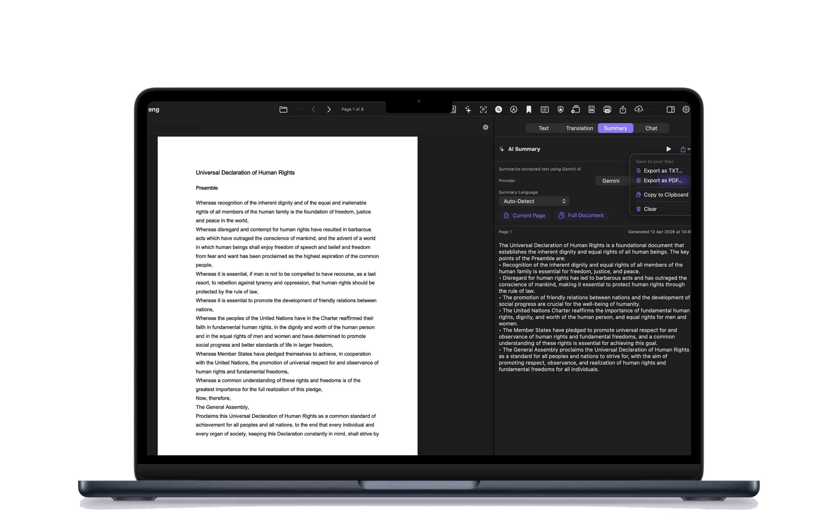Summarize PDF on Mac